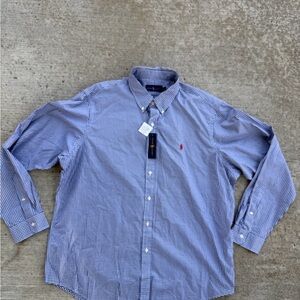 NWT Ralph Lauren Men’s Classic Navy White Plaid Shirt Size XXL
